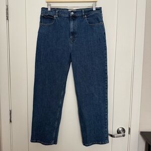 Everlane The Way High Jeans Womens 32 Reg Blue Straight Leg Organic Cotton Denim